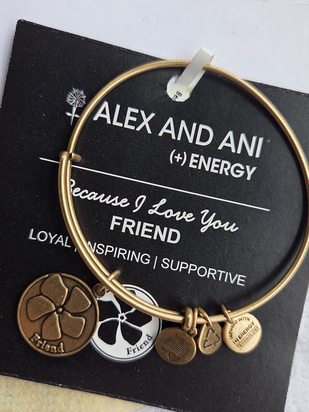 Alex and Ani + Energy Gold Friend Charm Bangle Bracelet